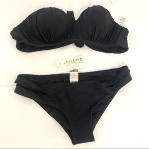 L*Space black Ariel Estella strapless bikini
